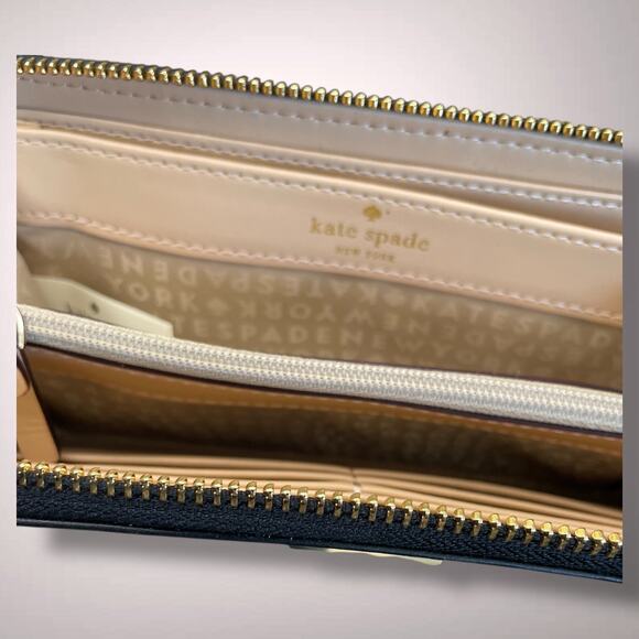 KATE SPADE Rialto Place Neda Black Croc Embossed Leather Zip Wallet/Clutch EUC - Picture 12 of 13